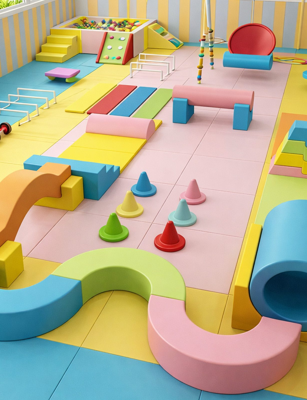 Percurso infatil de espuma